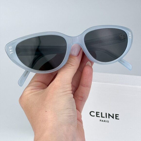 Celine CL40220U 84A THIN BRAND NEW Sunglasses Light Blue Grey Cat Eye Women - Picture 1 of 12